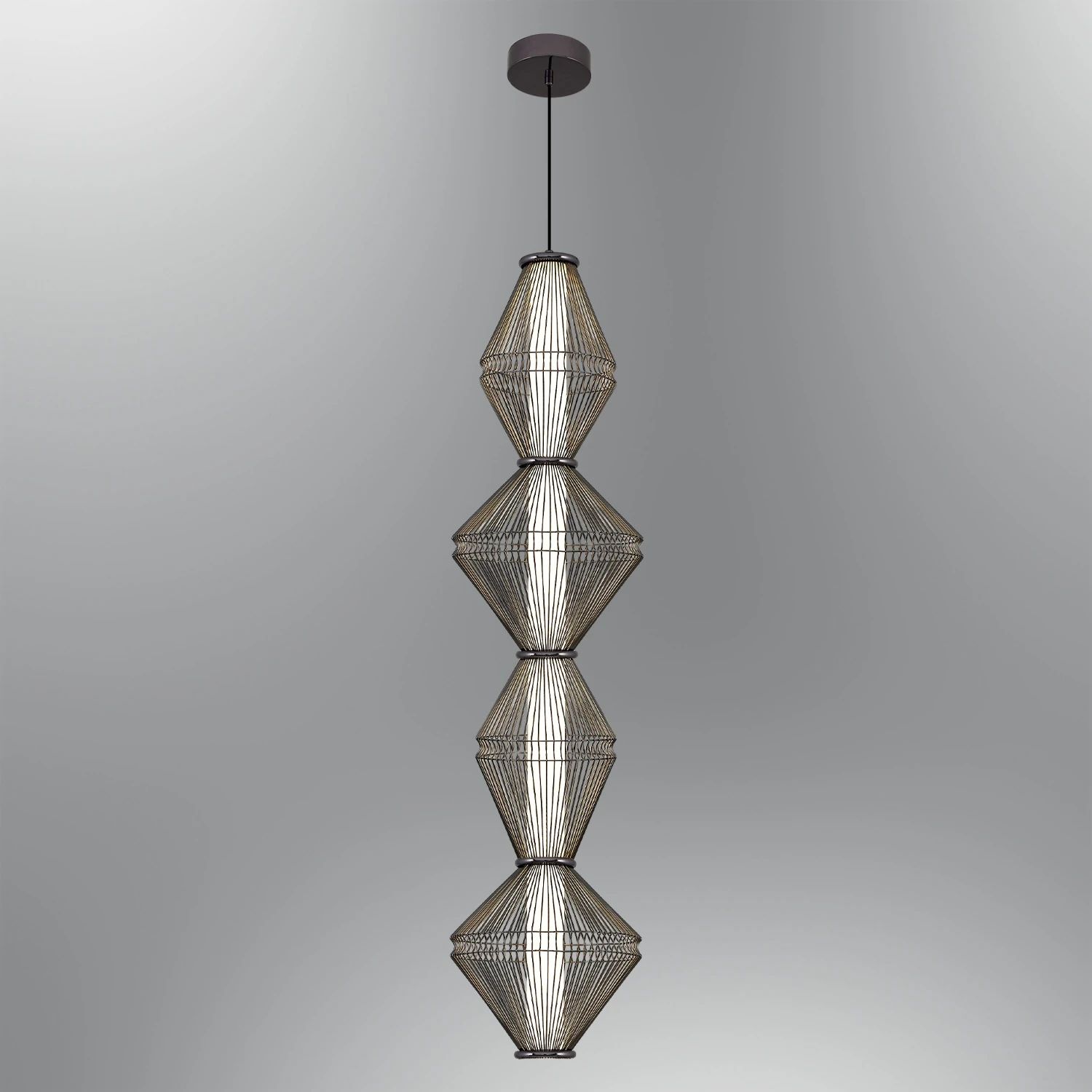 Özcan Aydınlatma Trian X Large Dekoratif Led Kafesli Sarkıt - Platin