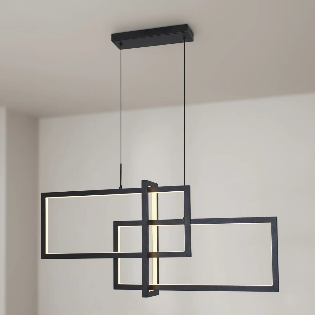 Özcan Aydınlatma 4158-1AD Dekoratif Square Dikey Led Avize - Siyah