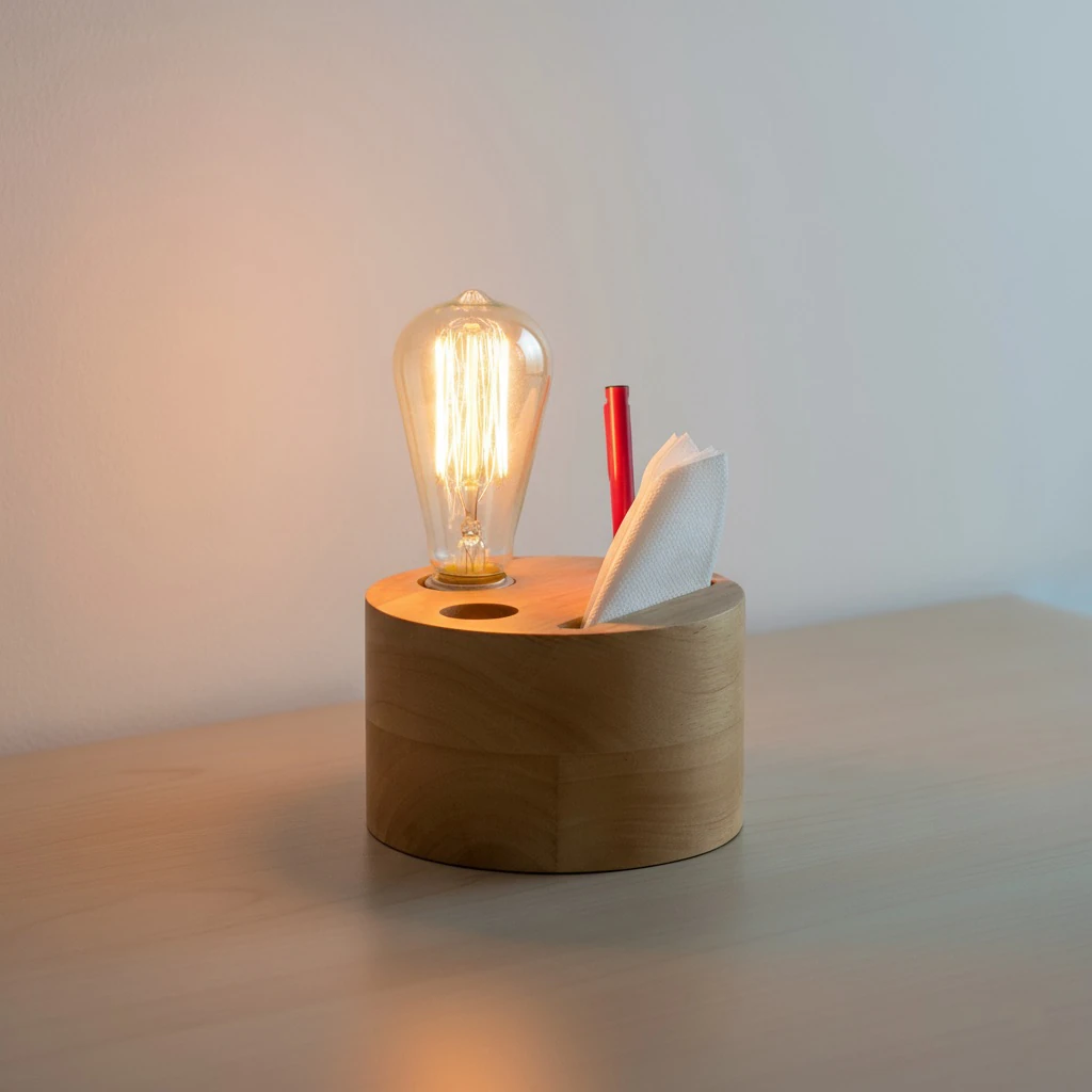 Özcan Aydınlatma 6316-14 Ahşap Kalemlik Masa Lambası