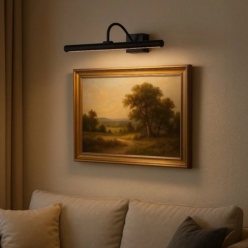 Modesco Warsaw 45 Cm Dekoratif Şarjlı Led Tablo - Ayna Aplik - Siyah