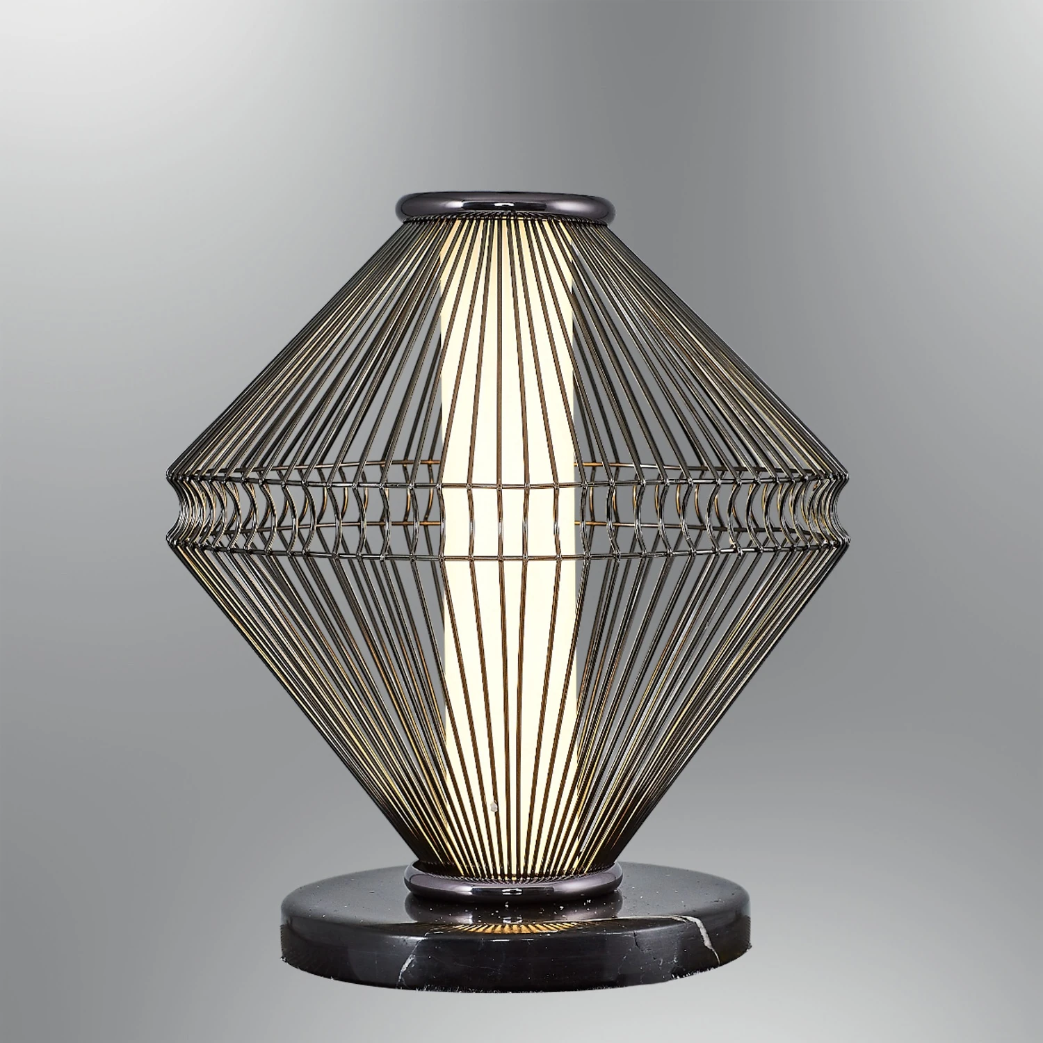 Özcan Aydınlatma Trian Large Dekoratif Led Kafesli Masalambası - Platin