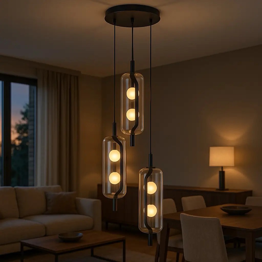 Özcan Aydınlatma 3436-3A 3'lü Dekoratif Cam Led Avize