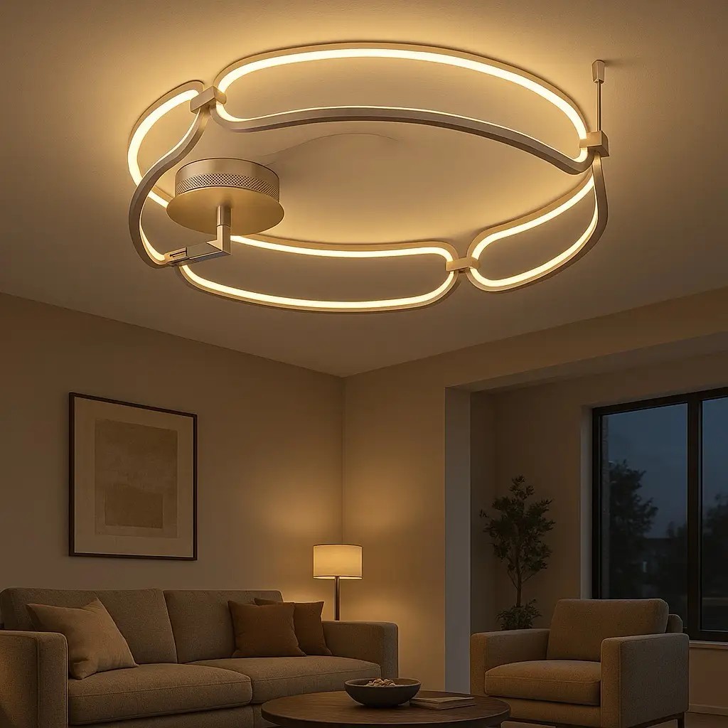 Özcan Aydınlatma 5690-2 Yuvarlak Modern LED Plafonyer Avize - Sarı