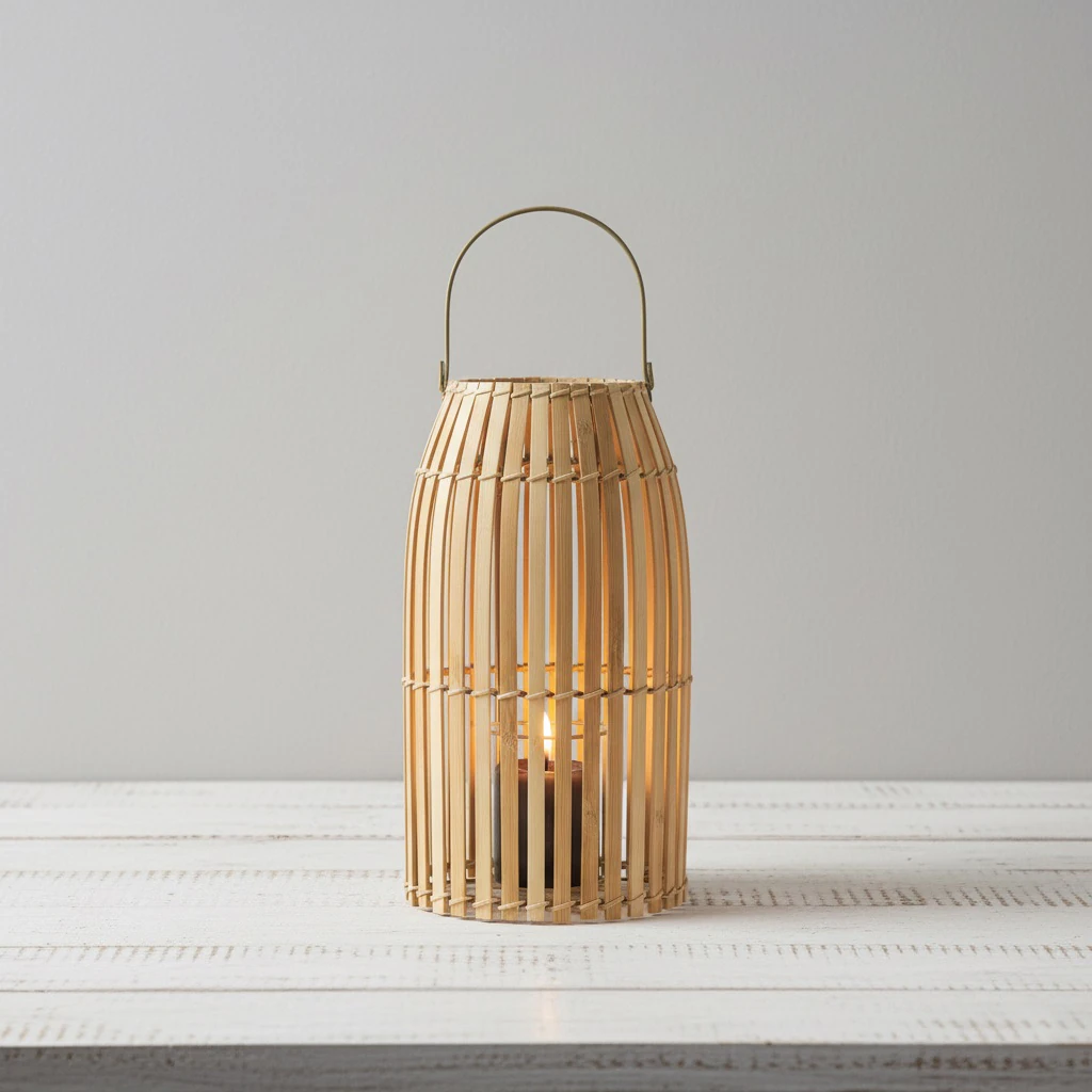 Özcan Aydınlatma 1016-1 Dekoratif 18 cm Bambu Mumluk