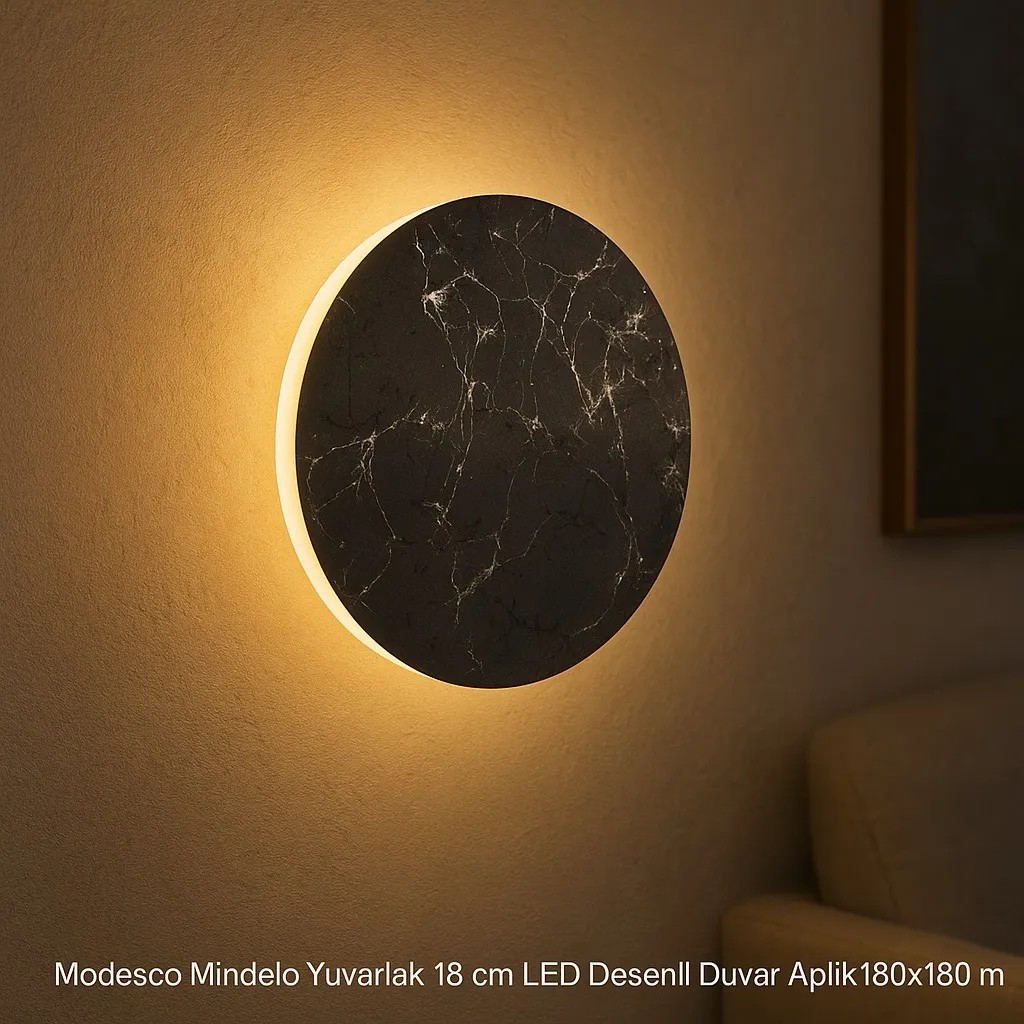 Modesco Mindelo Yuvarlak 18 cm LED Desenli Duvar Aplik
