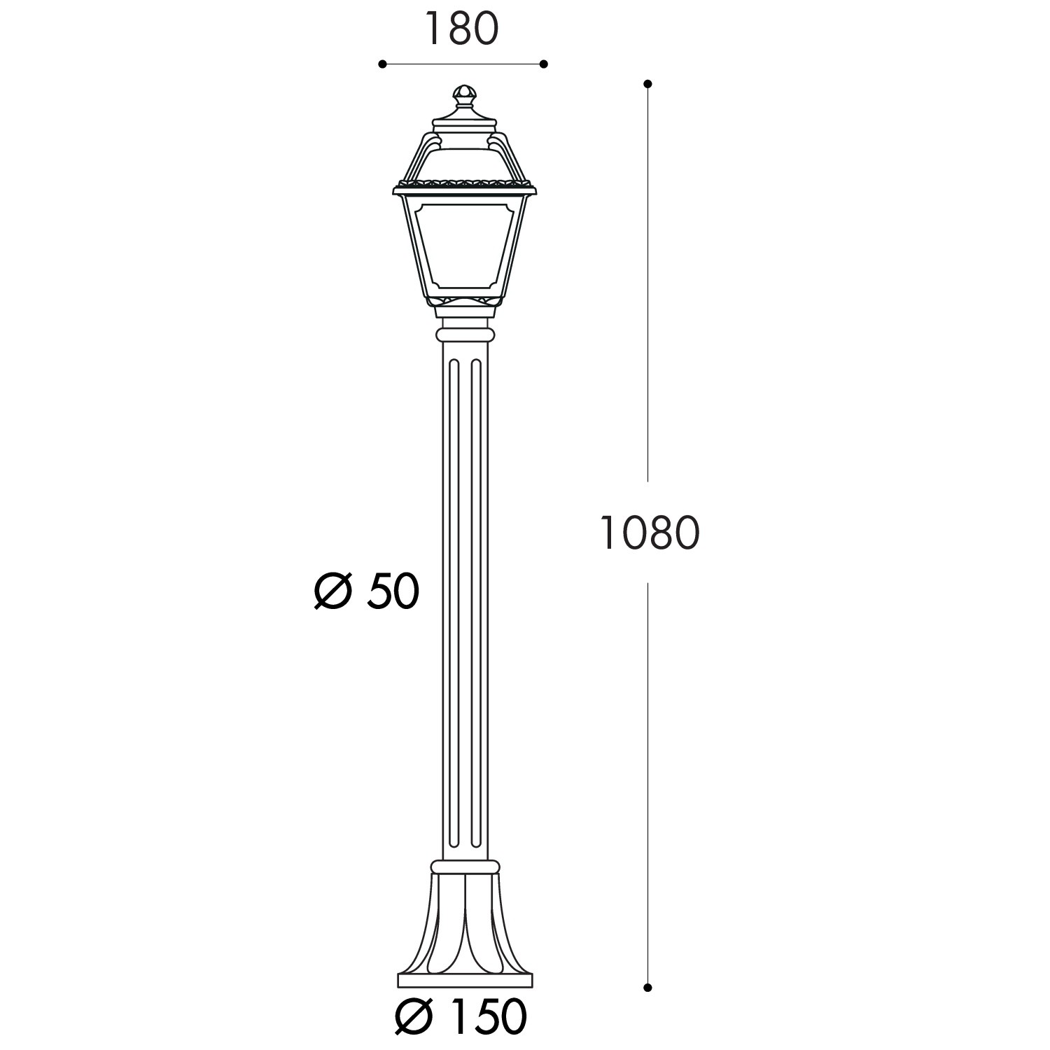 Fumagalli Mızar-Mary 1080 mm Siyah Led Bahçe Armatür 3 Renk