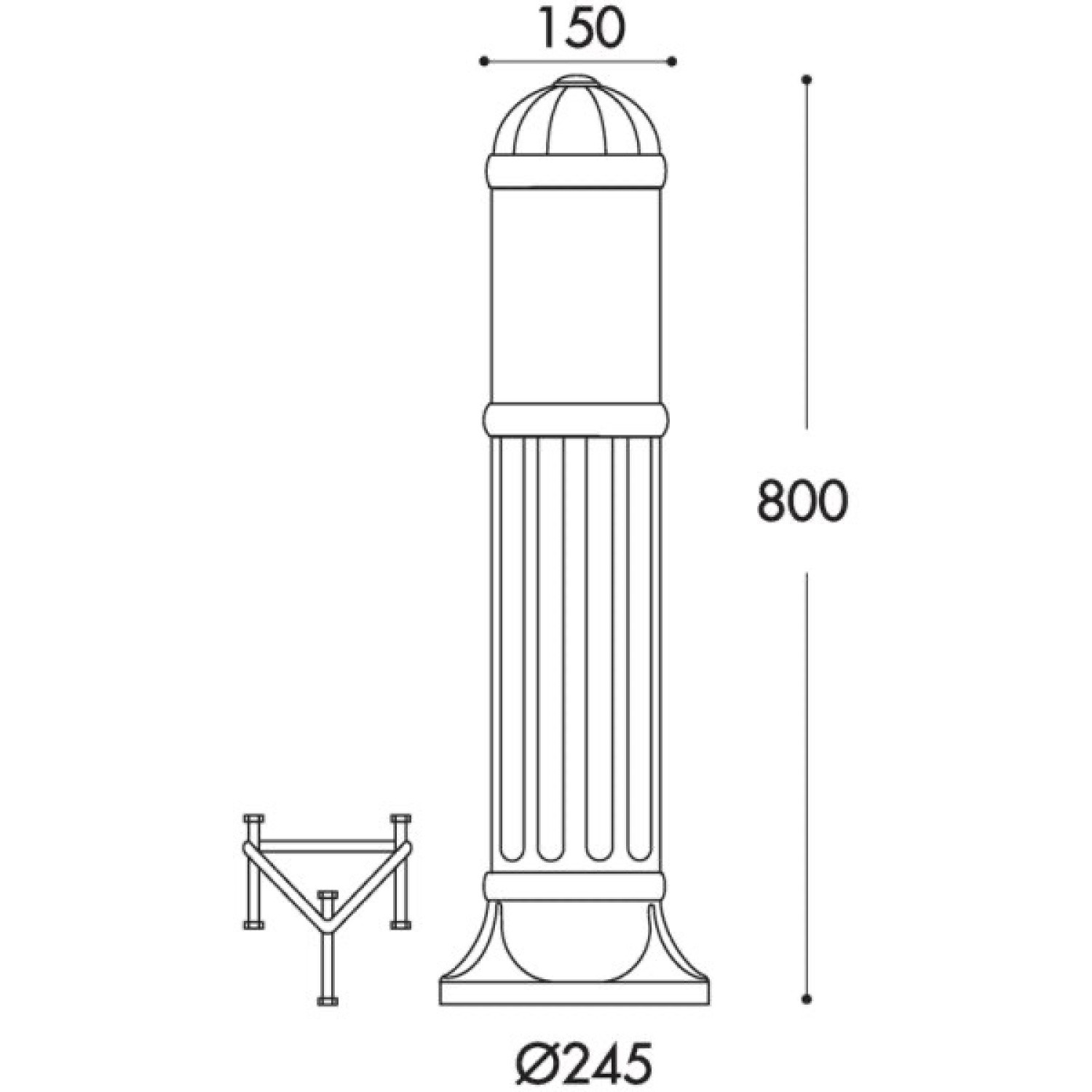Fumagalli 800 mm Sauro Siyah Bahçe Armatür E27