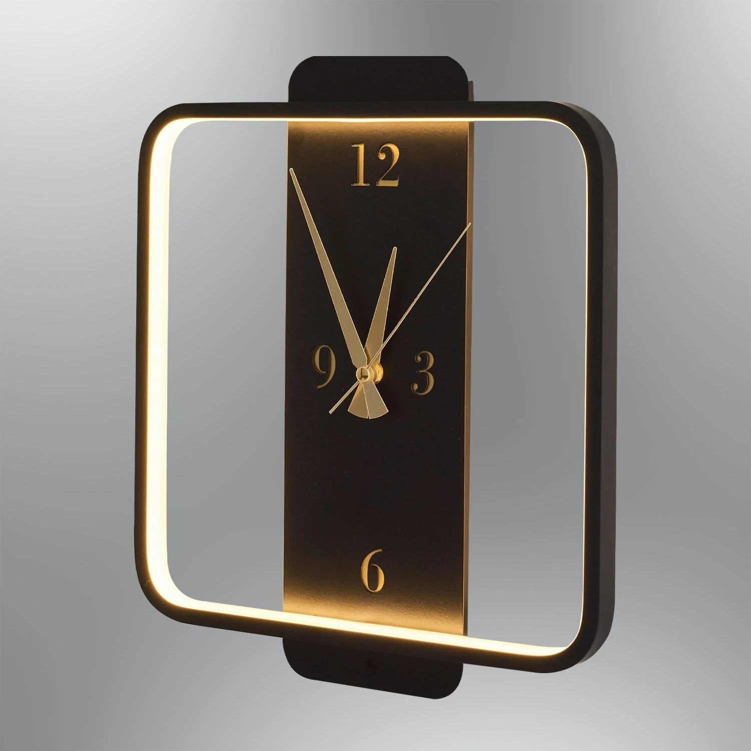 Özcan Aydınlatma Kare Led Duvar Saati - Siyah