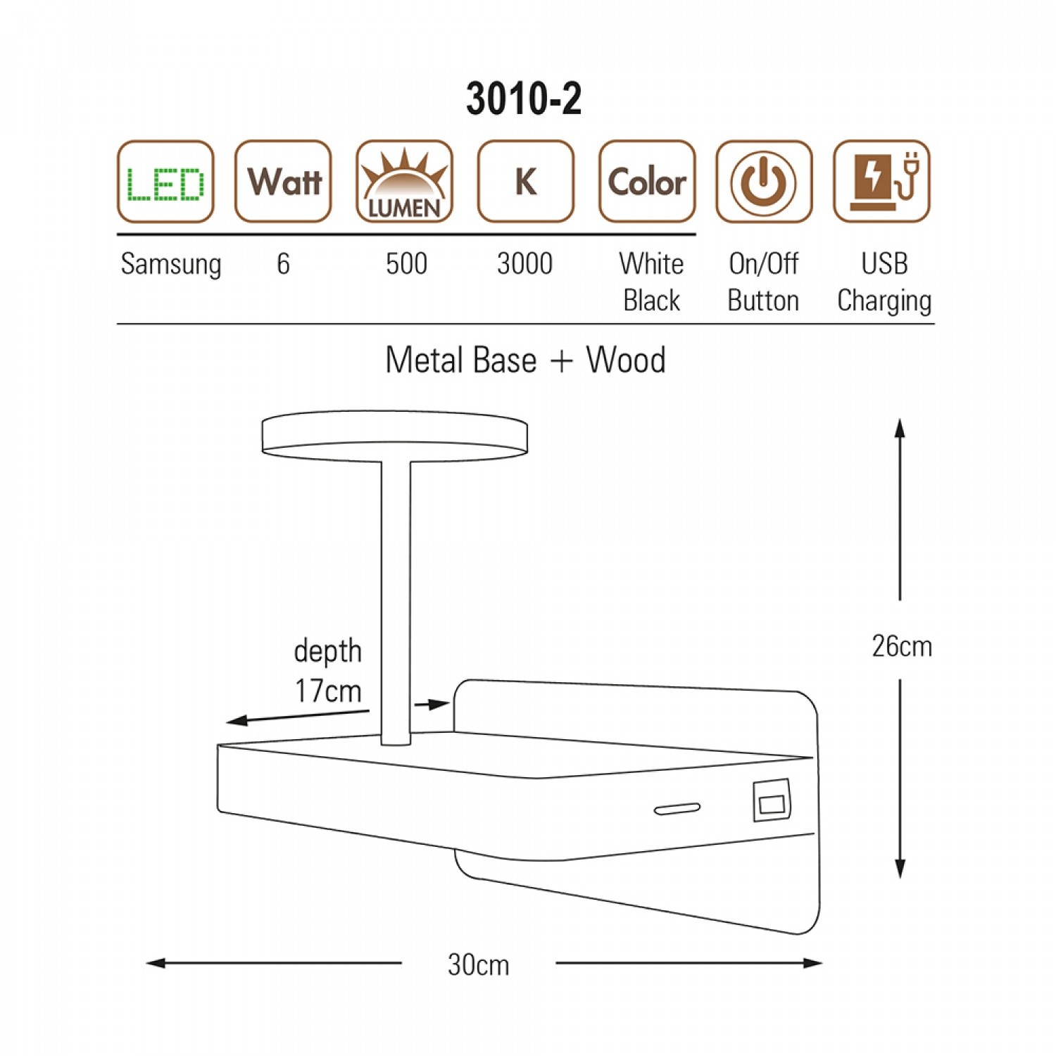Özcan Aydınlatma 3010-2 Modern USB Girişli LED Duvar Aplik
