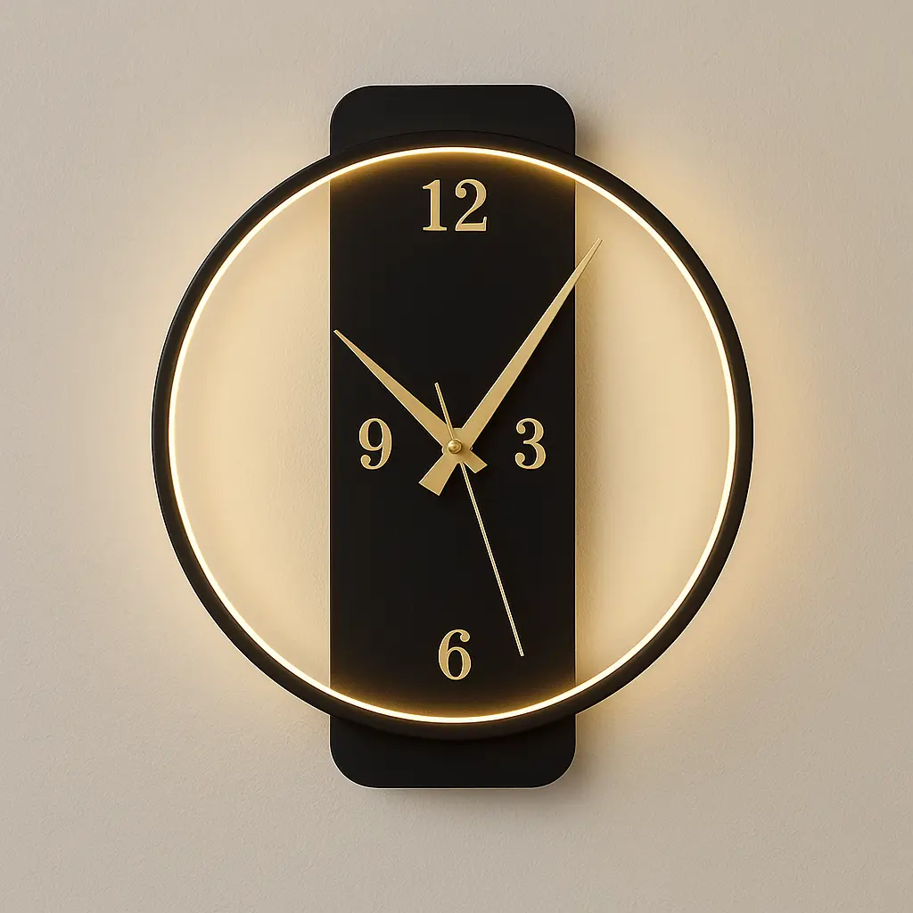 Özcan Aydınlatma Yuvarlak Led Duvar Saati - Siyah