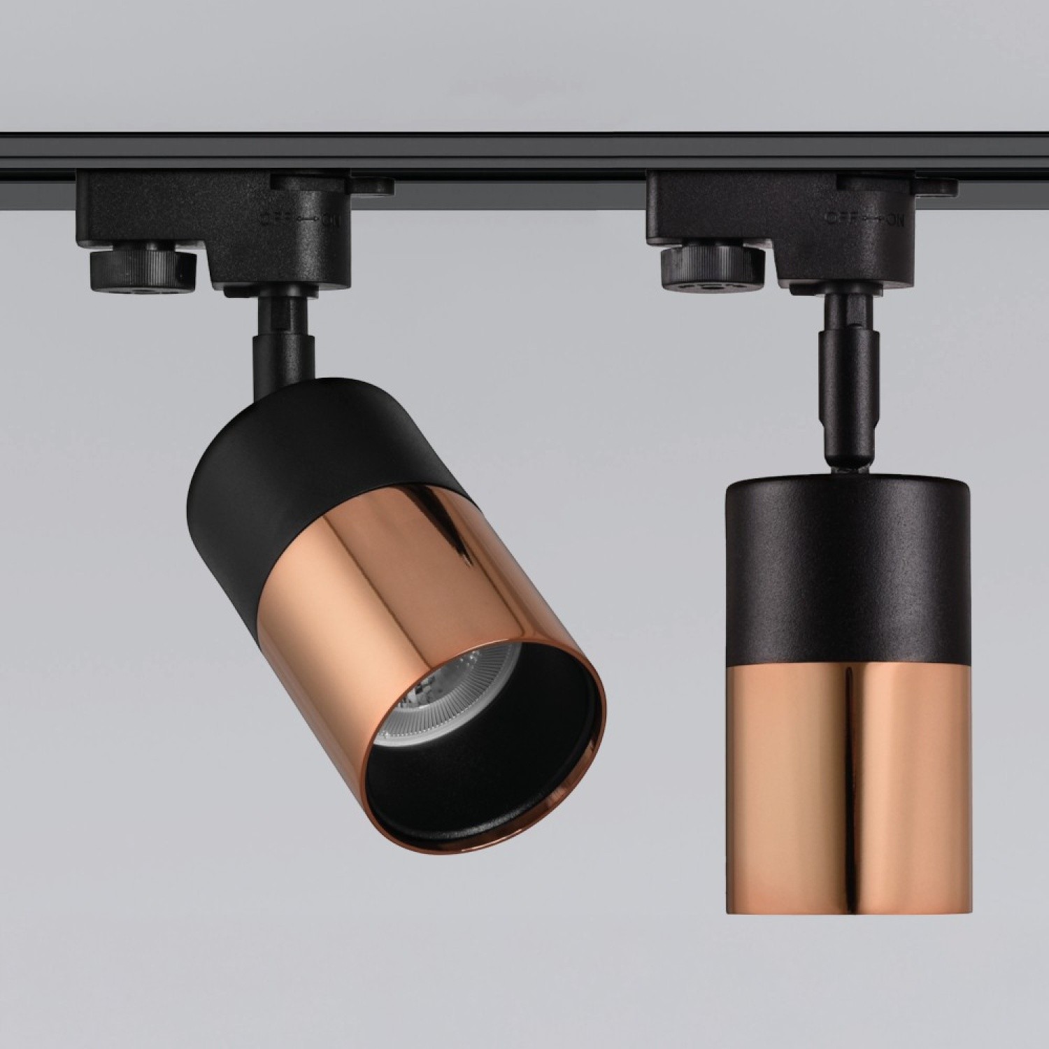 Modesco Krakow Monofaze Soketli Yuvarlak Ray Spot - Siyah - Rose Gold