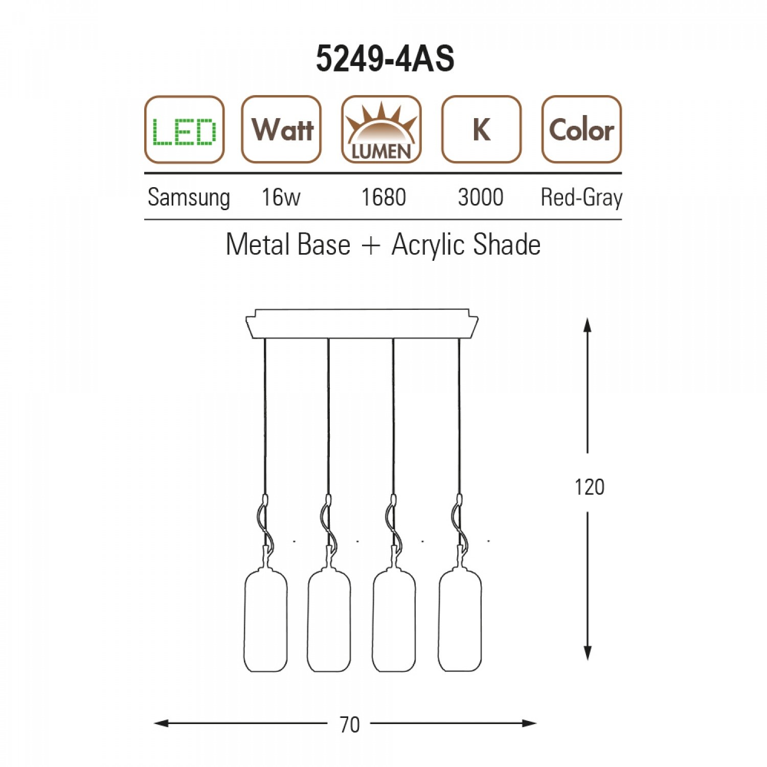 Özcan Aydınlatma 5249-4AS 4'lü Sıralı Led Avize