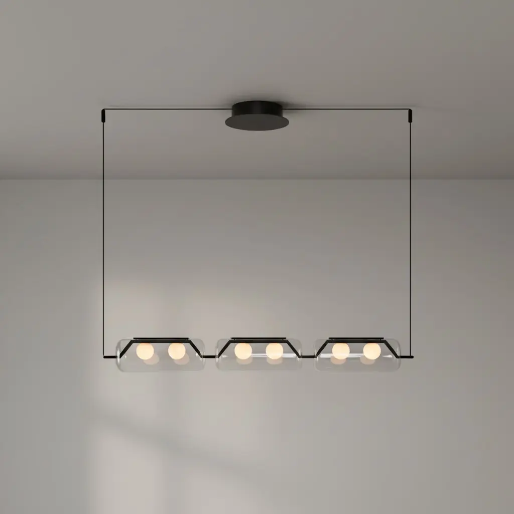 Özcan Aydınlatma 3436-3AS 3'lü Sıralı Modern Cam LED Avize