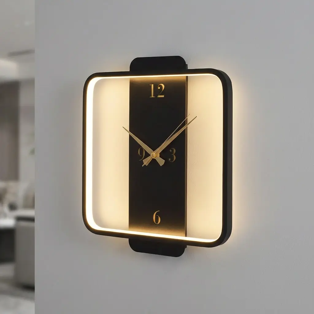 Özcan Aydınlatma Kare Led Duvar Saati - Siyah