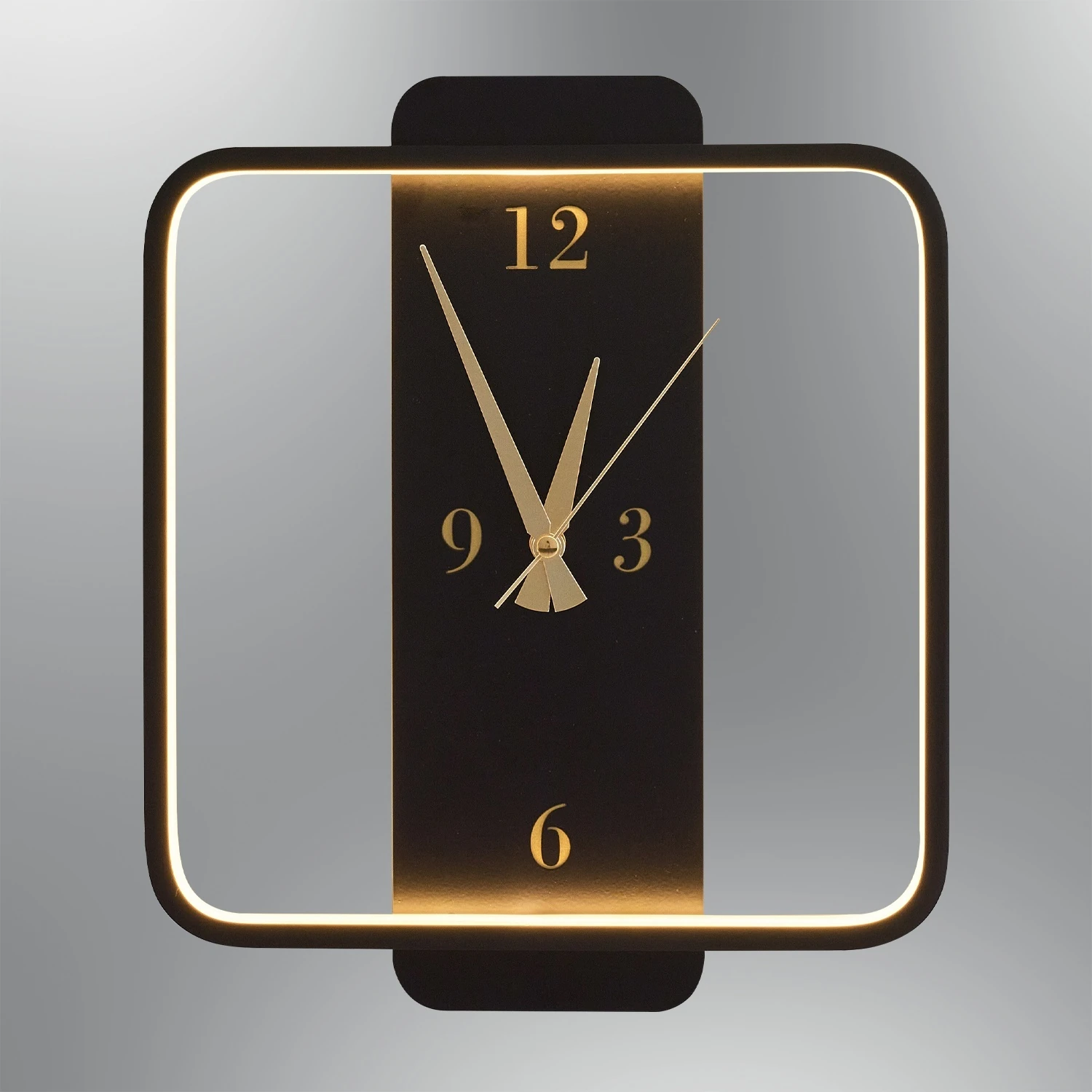 Özcan Aydınlatma Kare Led Duvar Saati - Siyah