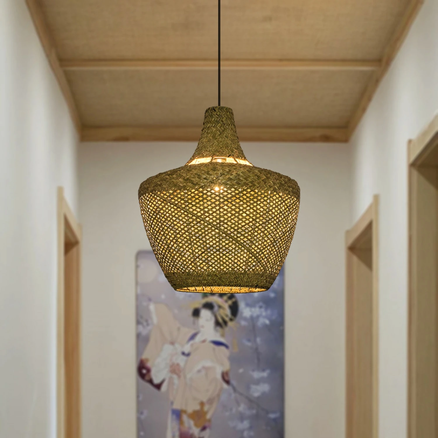 Özcan Aydınlatma 4461-23 Modern Hasır Sarkıt Avize - Naturel