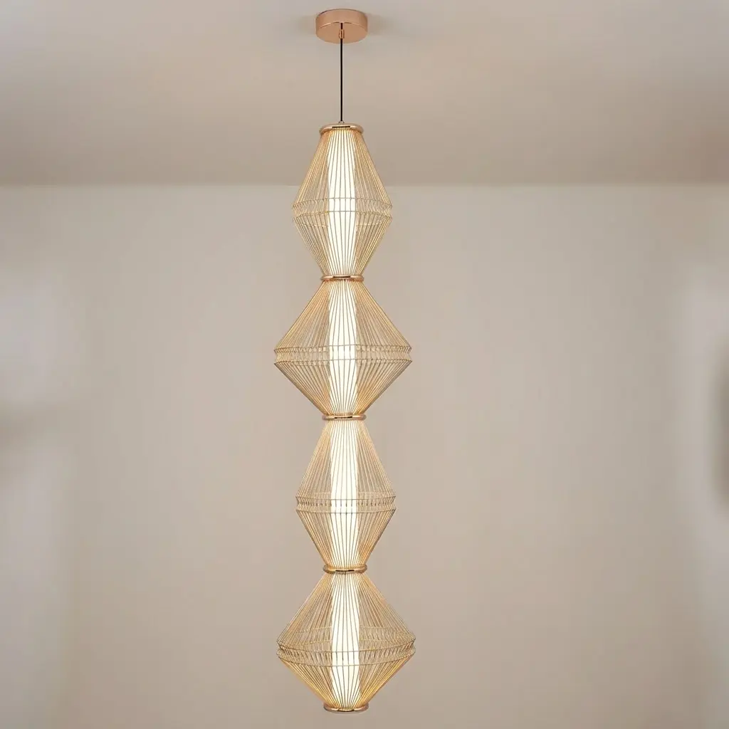 Özcan Aydınlatma Trian X Large Dekoratif Led Kafesli Sarkıt - Sarı