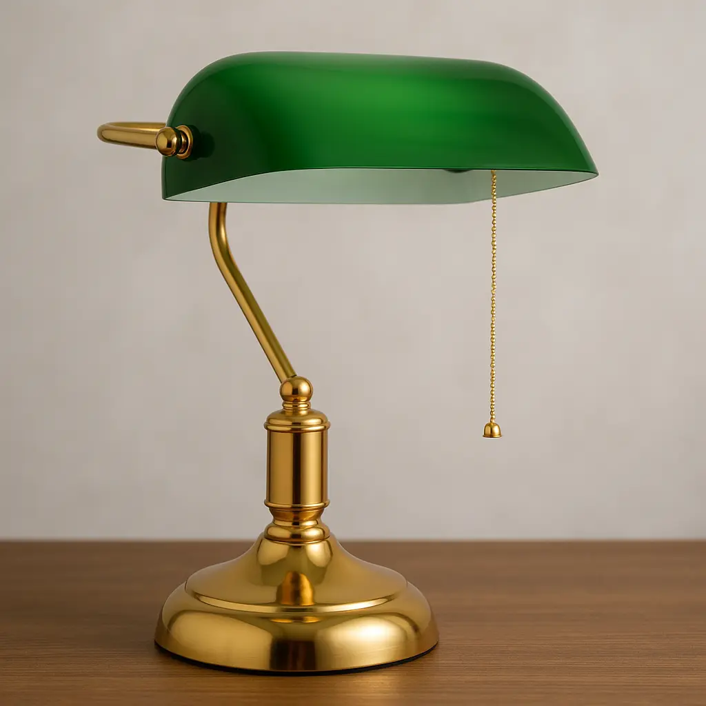 ACK Retro Banker Masa Lambası Gold Gövde Yeşil Cam