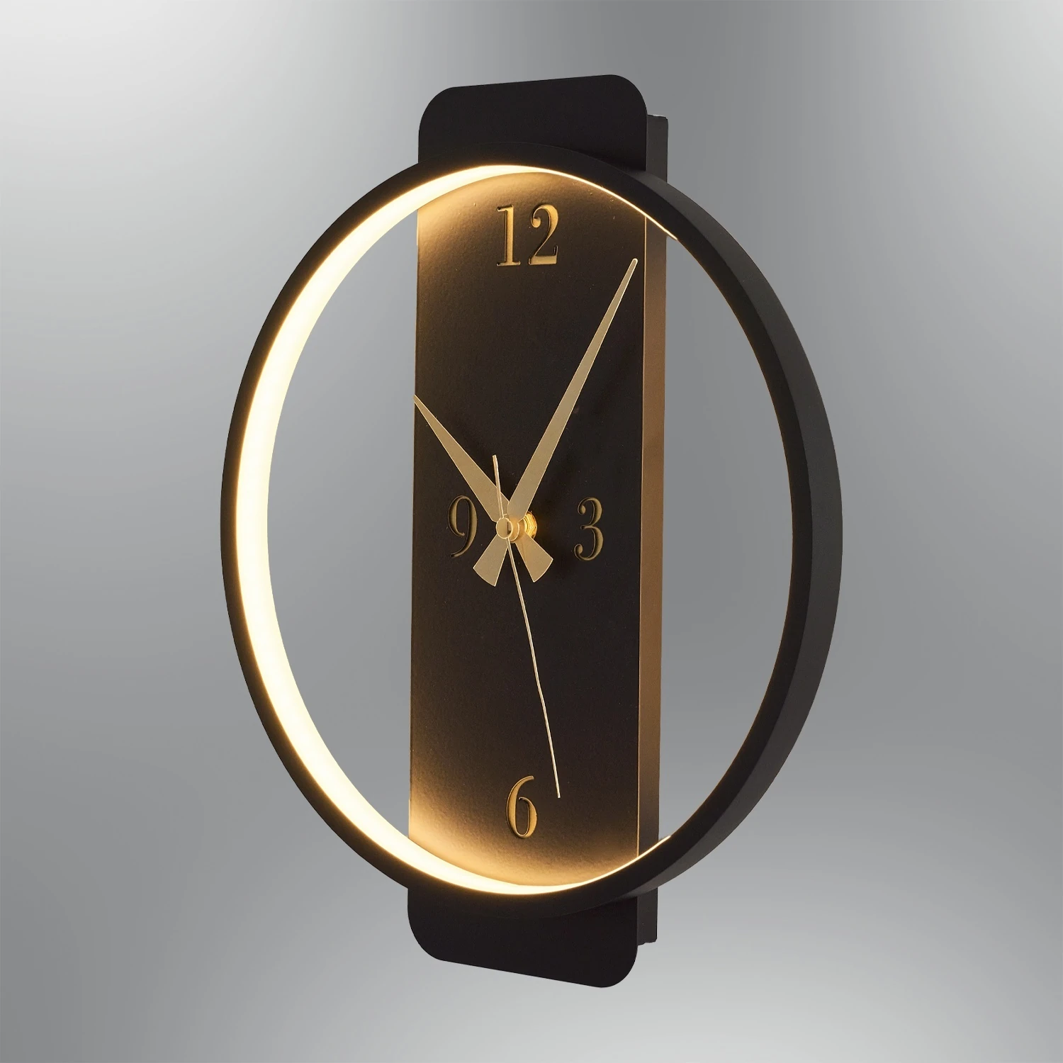 Özcan Aydınlatma Yuvarlak Led Duvar Saati - Siyah