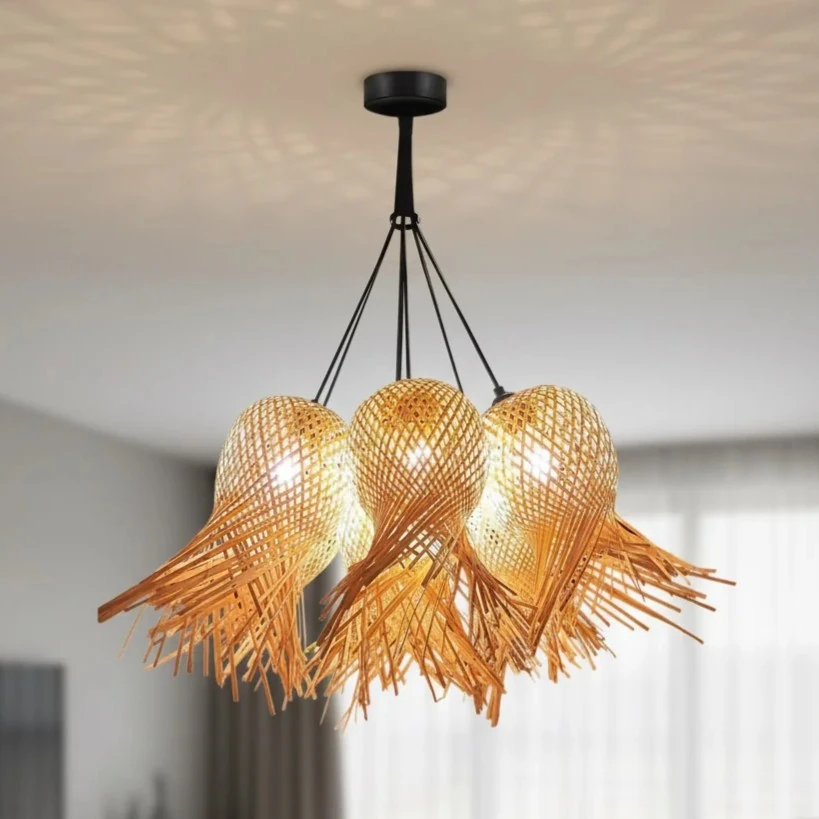 Özcan Aydınlatma 4441-7A 7'li Dekoratif Hasır Avize