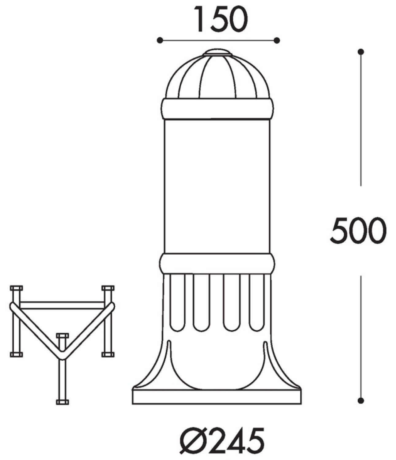 Fumagalli 500 mm Sauro Siyah Bahçe Armatür E27