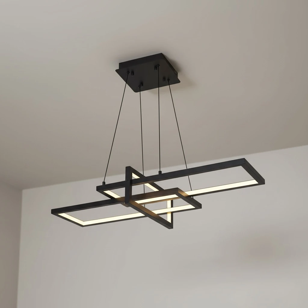 Özcan Aydınlatma 4158-1AY Dekoratif Square Yatay Led Avize - Siyah