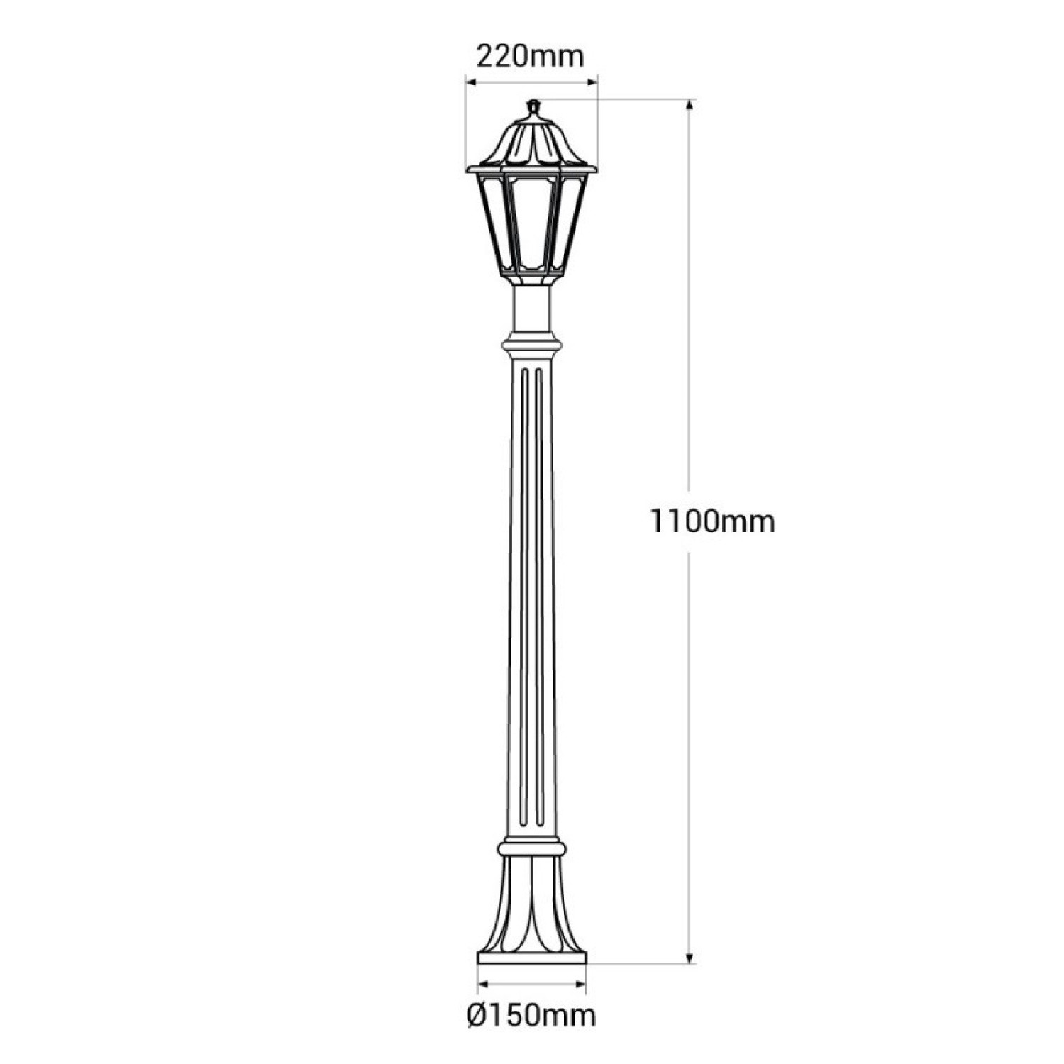 Fumagalli Mızar-Anna 1100 mm Bahçe Armatür 3 Renk - Siyah