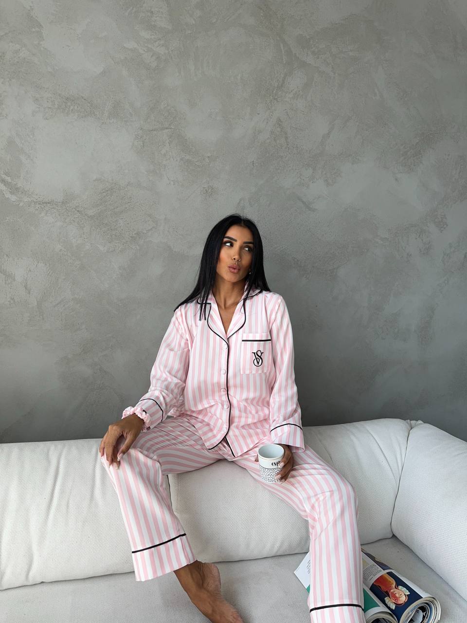 Özel Seri Pijama Takımları - Pembe Çizgili