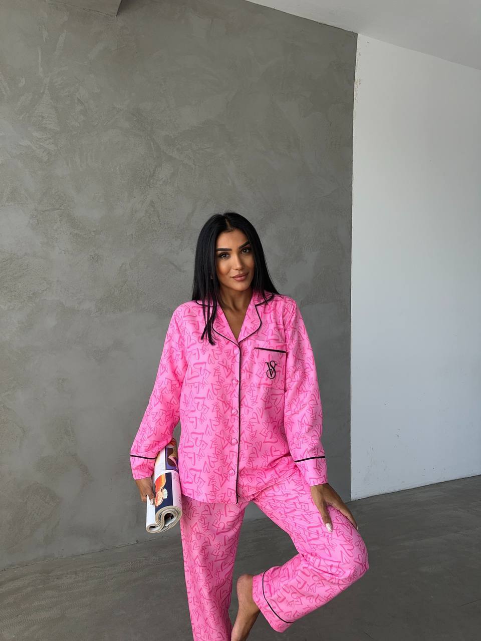 Özel Seri Pijama Takımları - Pembe Kalpli