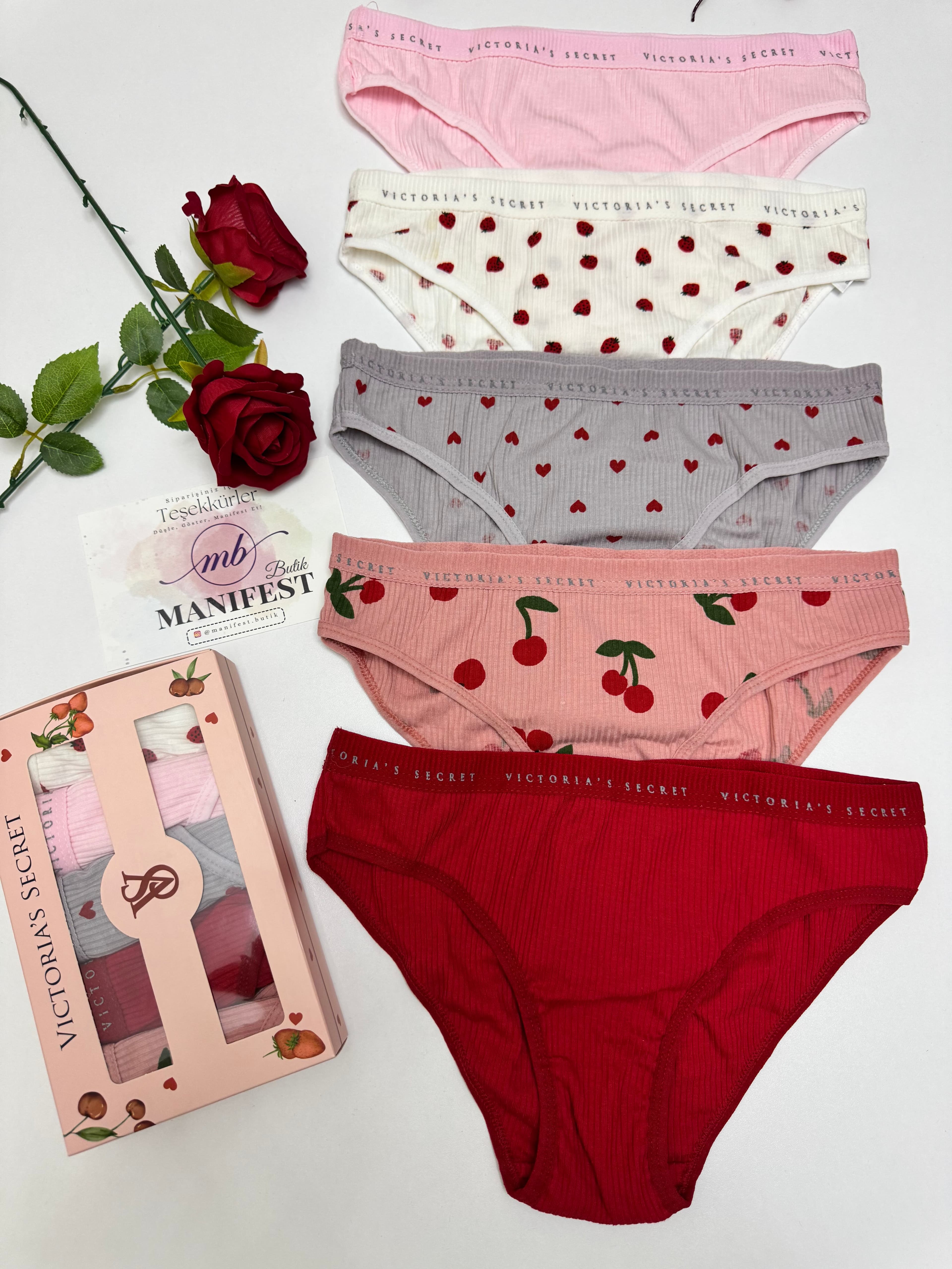 VS Baskılı Kaşkorse 5'li Kutulu Bikini Külot Set