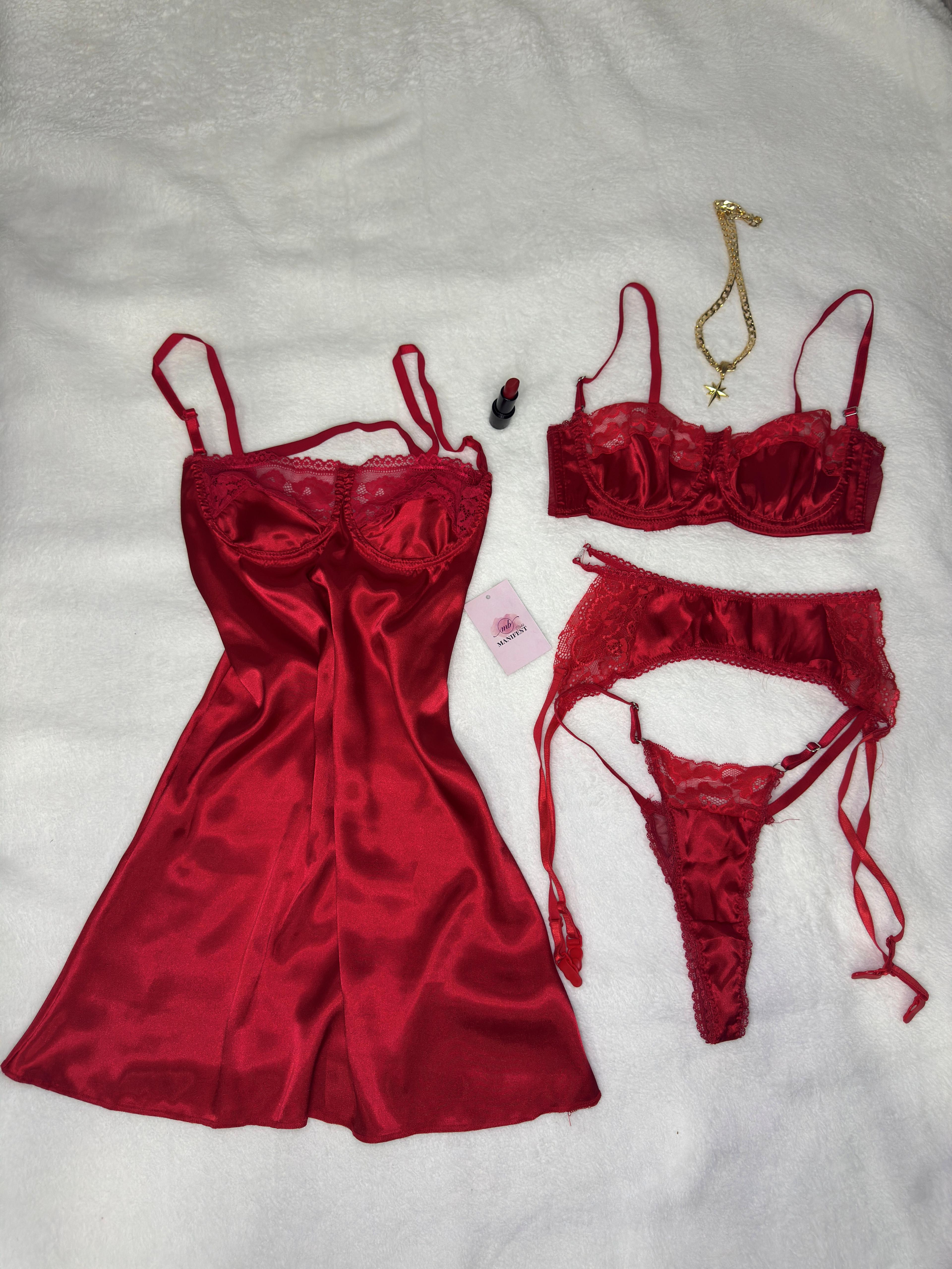 Saten Gecelik Set