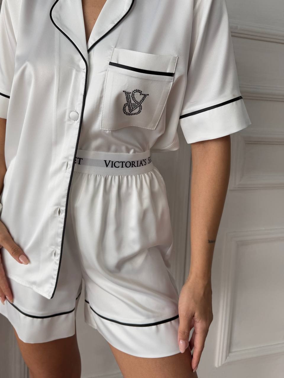 Şortlu Saten Pijama