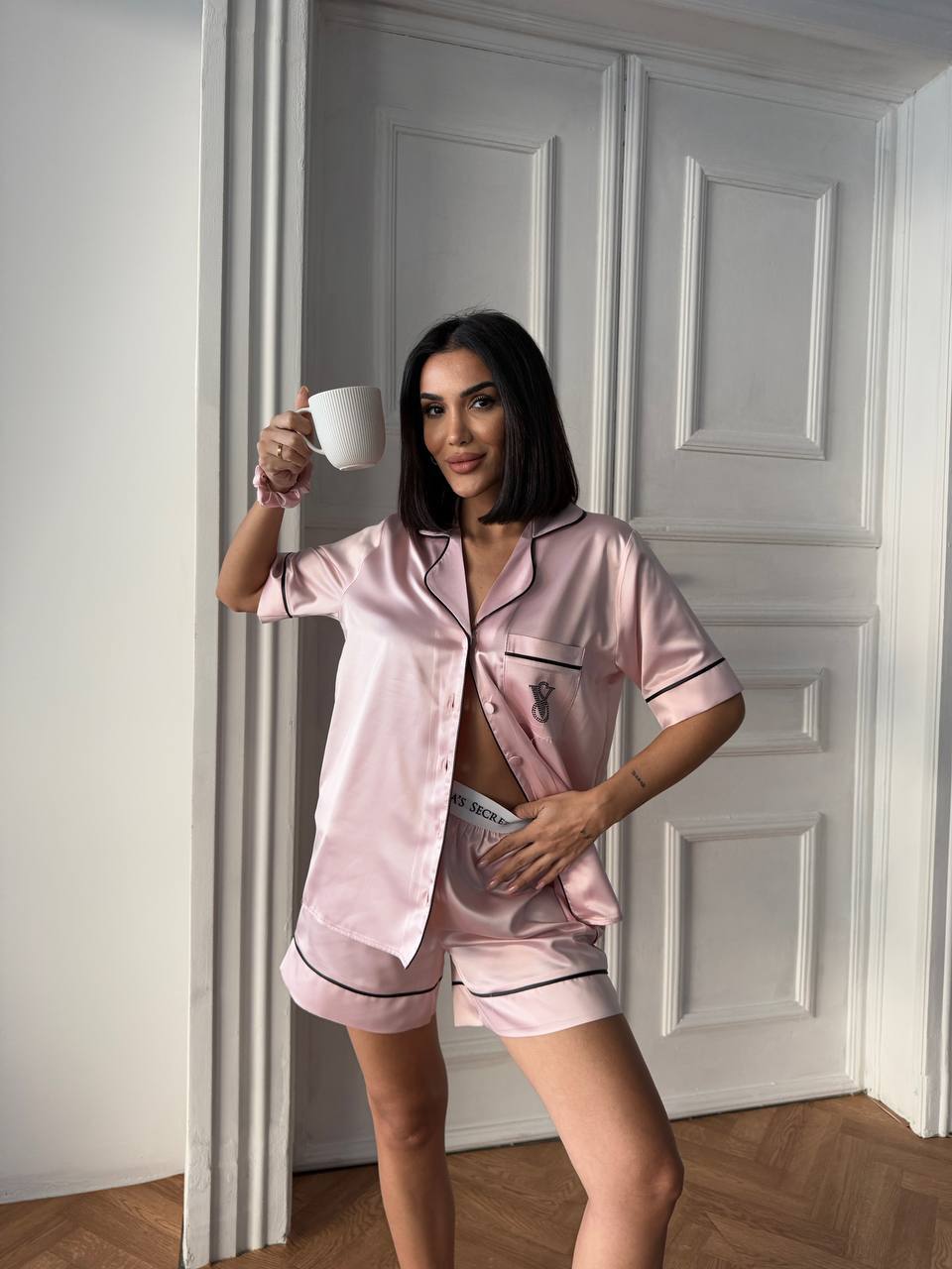 Şortlu Saten Pijama