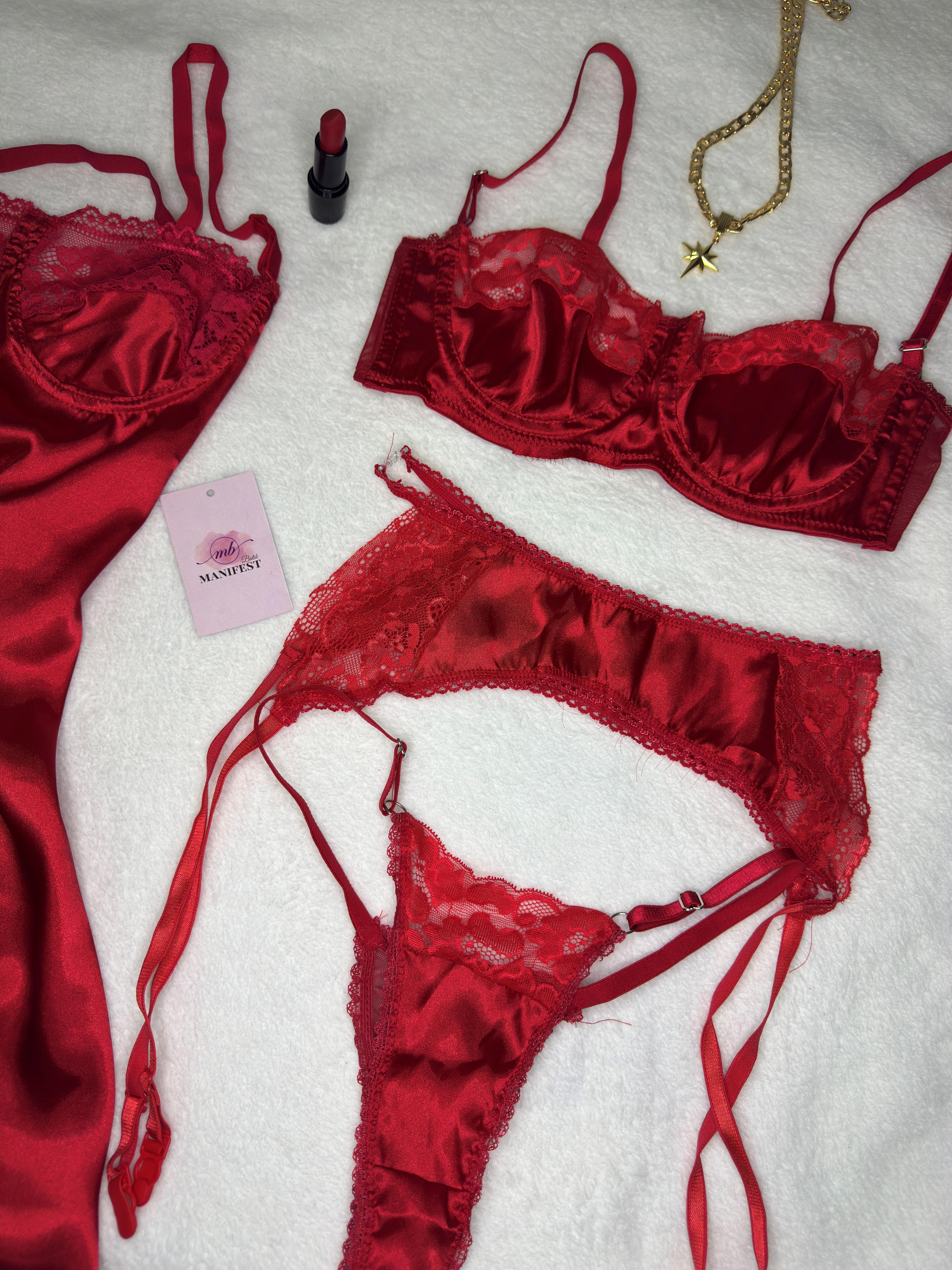 Saten Gecelik Set