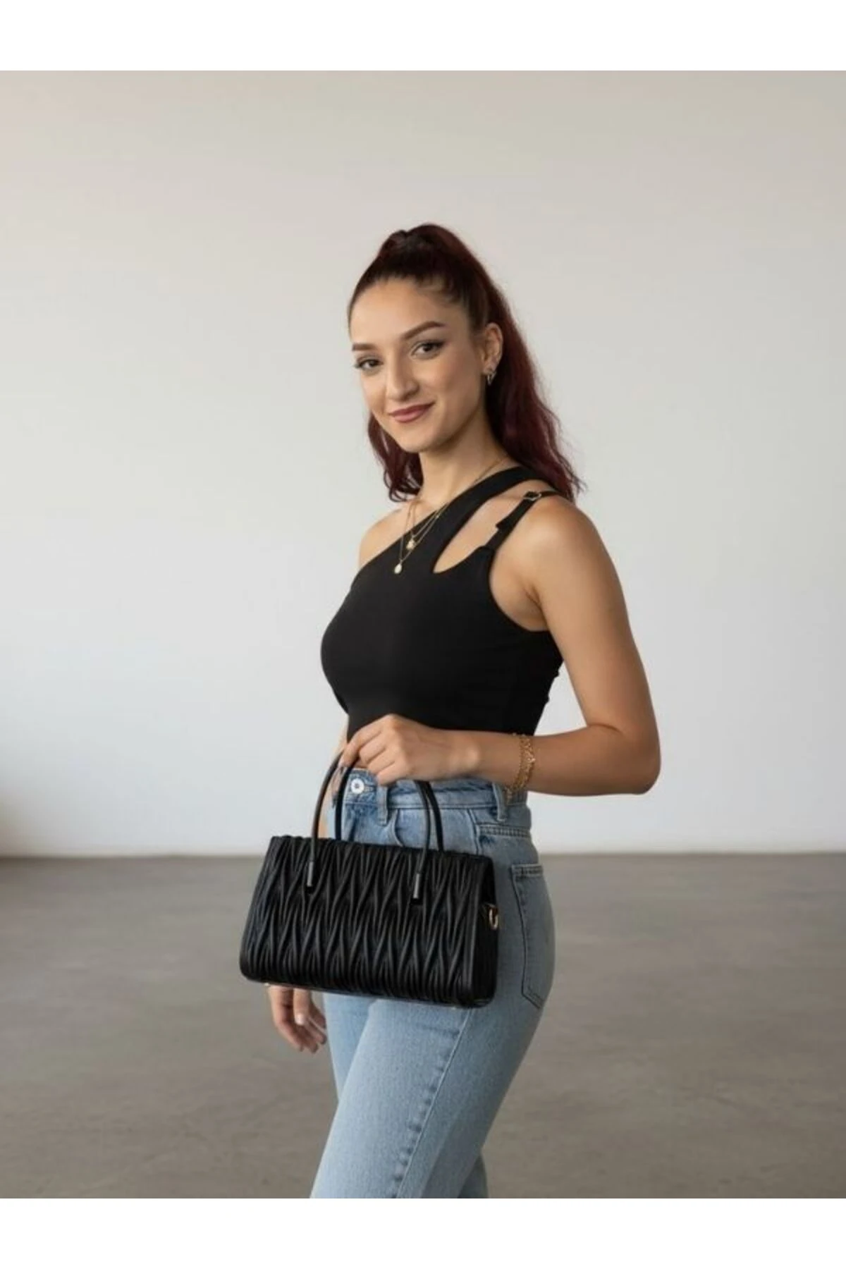 Kadın Büzgü Detaylı Agatha Omuz Askılı El Çantası 1010-1