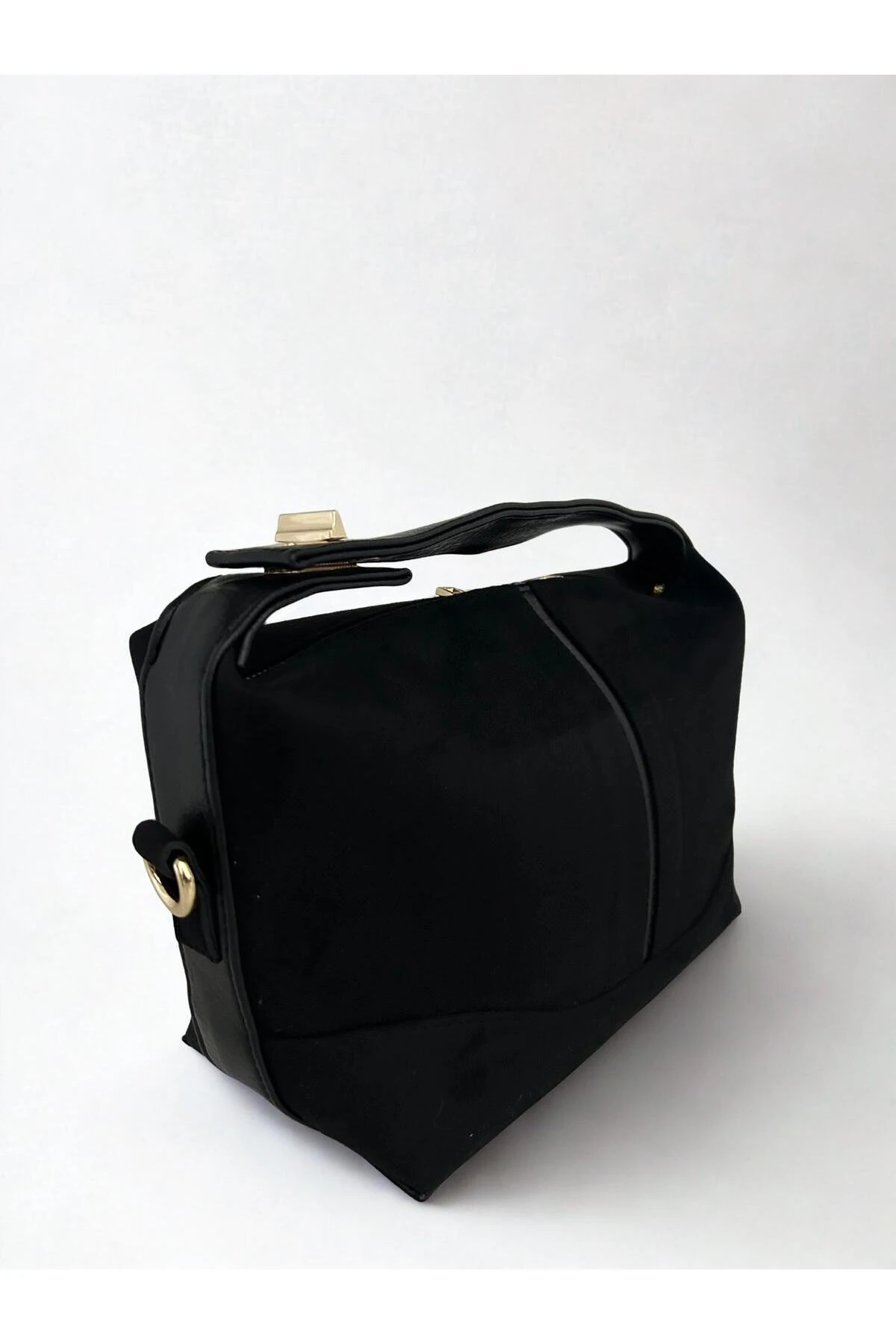 Kadın Kilitli Süet El ve Omuz Çantası 1014