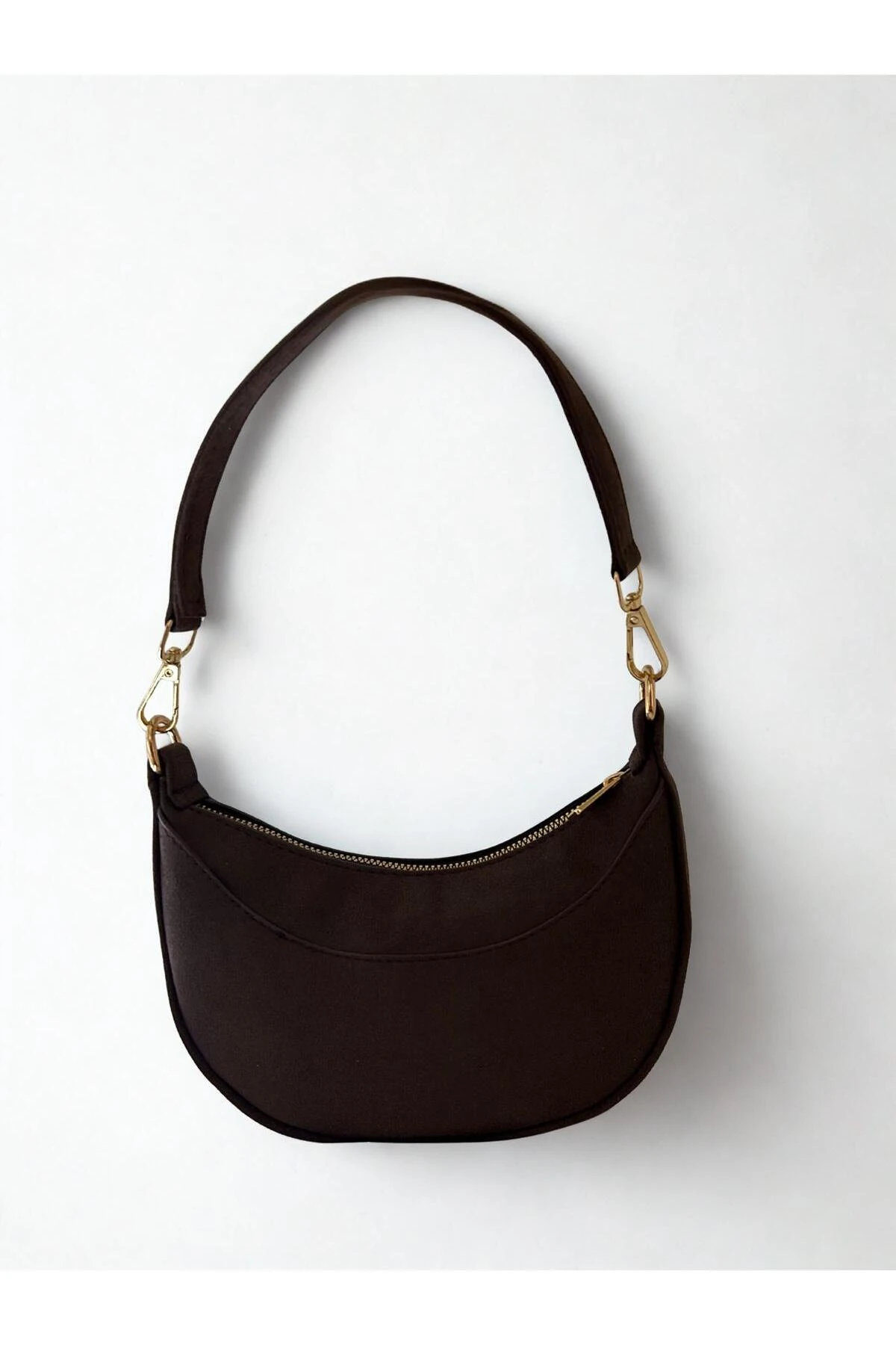 Yay Kavisli Noir Koyu Kahve Baget Kadın Omuz Çantası 1019
