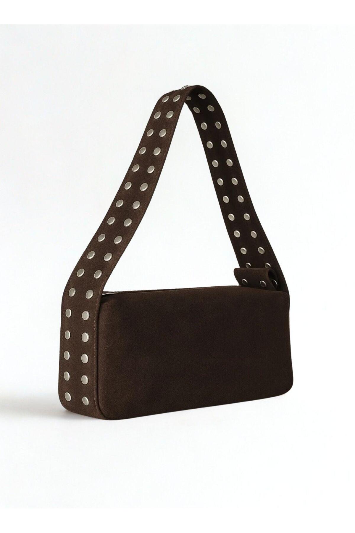 Kadın Zyra Zımba Detaylı El ve Omuz çantası 1020