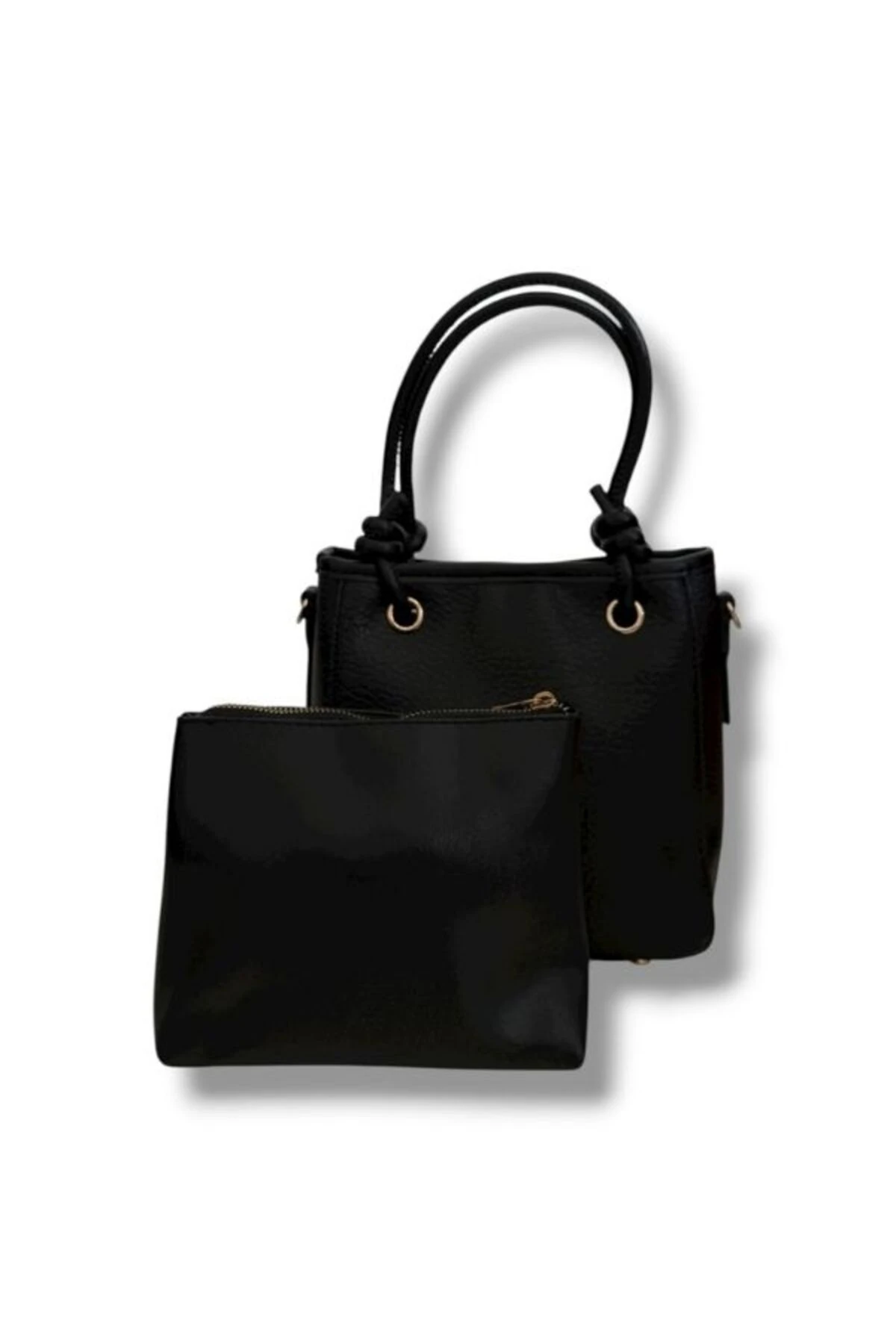 Siyah Askılı Düğüm Detaylı Velora El & Omuz Çantası 1003-1