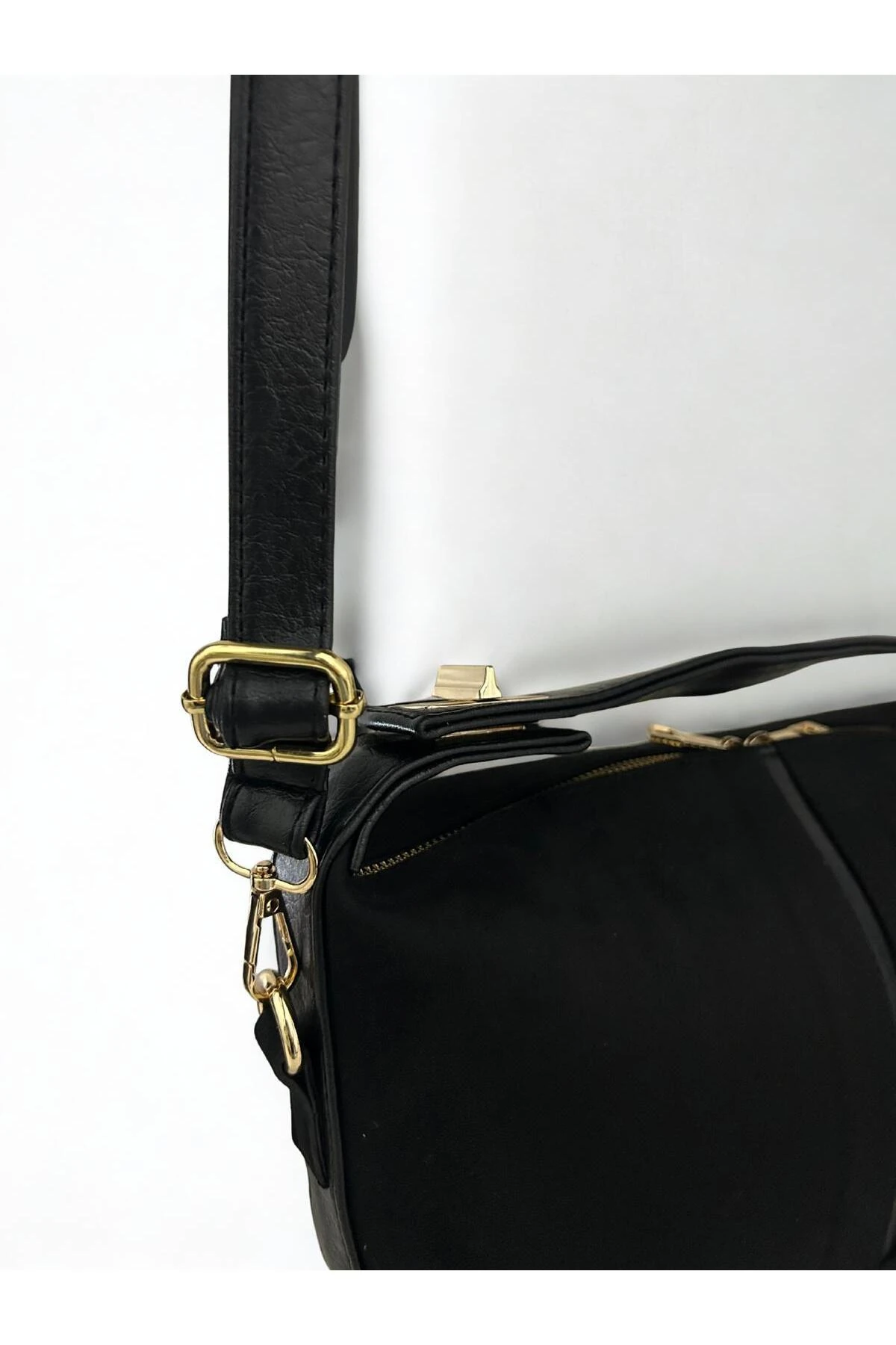 Kadın Kilitli Süet El ve Omuz Çantası 1014