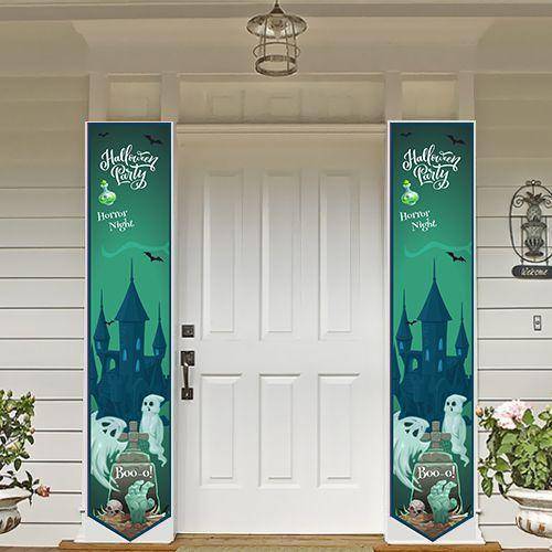Halloween Asma Afiş (Hayaletli) Kapı Süsü (2 Adet) 160x30 cm