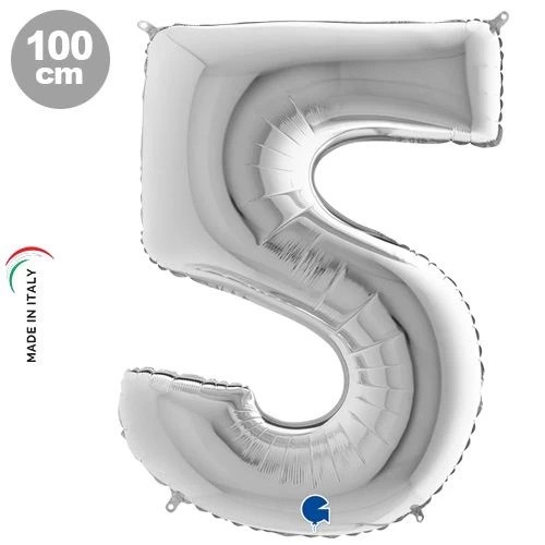 Gümüş 100 cm 5 Rakam Folyo Balon