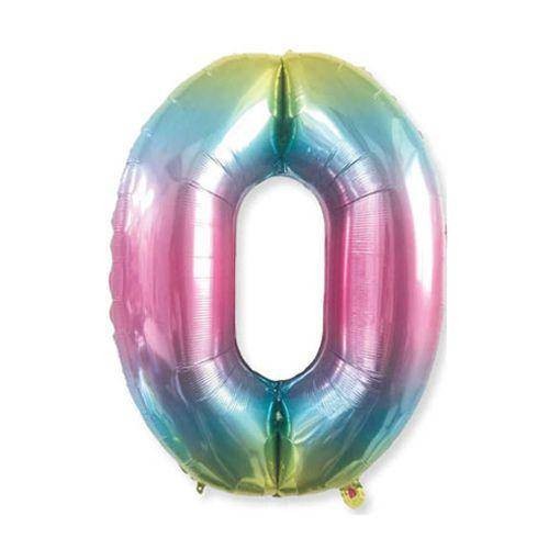 0 Rakam Folyo Balon Rainbow 76x60 cm