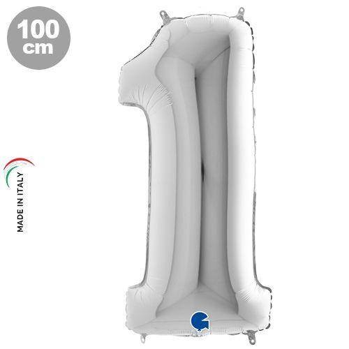1 Rakam Gümüş Folyo Balon (100 cm)