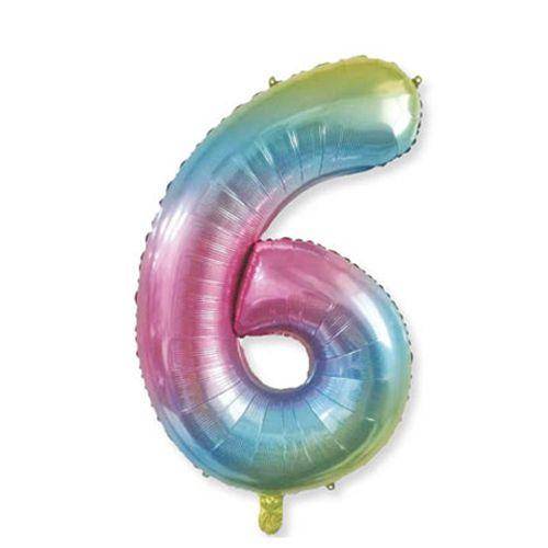 6 Rakam Folyo Balon Rainbow 76x60 cm