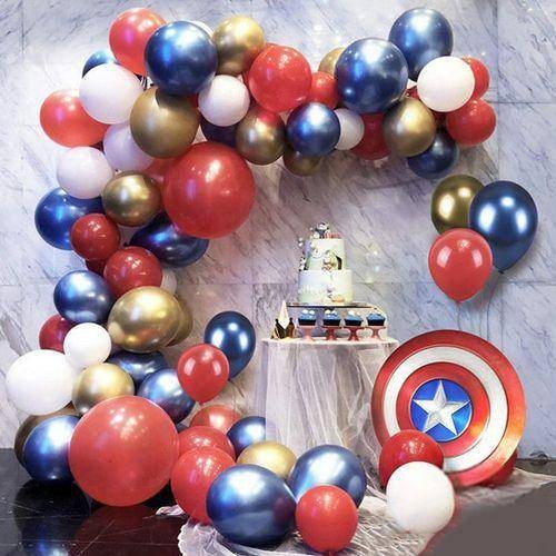 Balon Zinciri - Gold Mavi Kırmızı Beyaz 100 adet