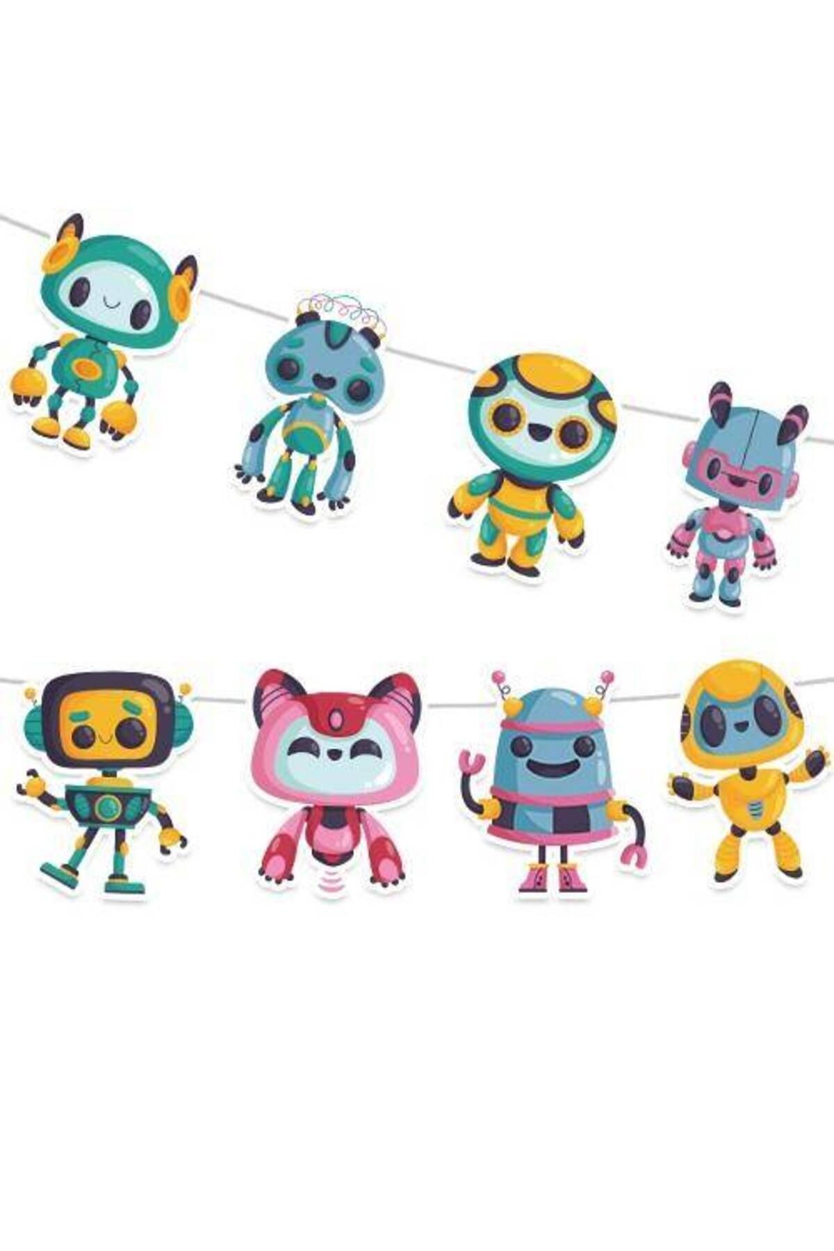 Robot Temalı Dekoratif Banner V2 - 140x18 cm