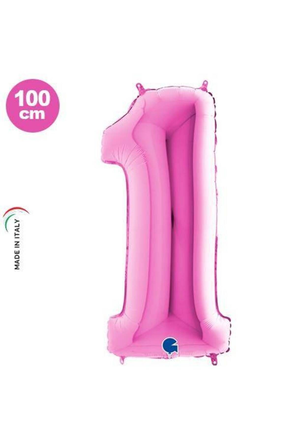 1 Rakam Pembe Folyo Balon (100X35 CM)