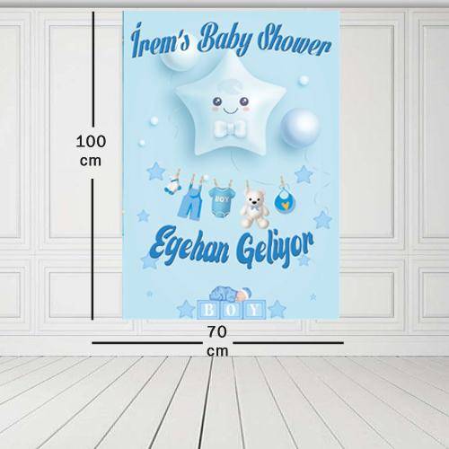 Baby Shower Erkek Bebek Parti Afişi 70*100 cm
