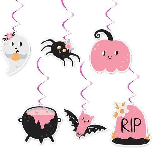 Pembe Halloween 6'lı Asma Süs 